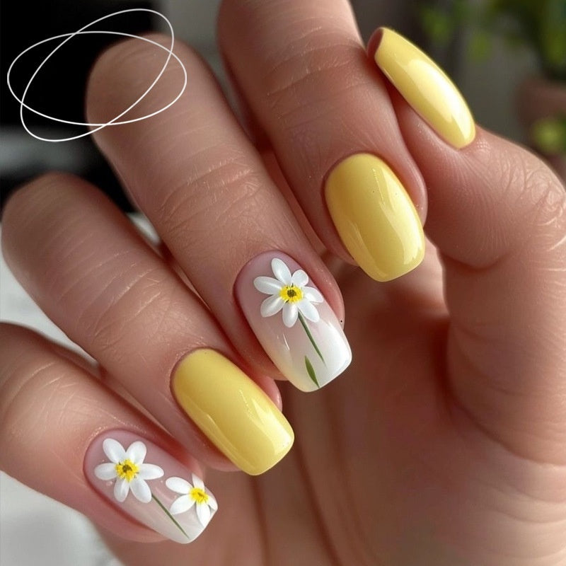 Starry Sky Short Square Nail Tips - European Square Press On Nails