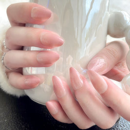 Peach Gradient Glitter Nails - Drop-Shaped Nude Nail Tips