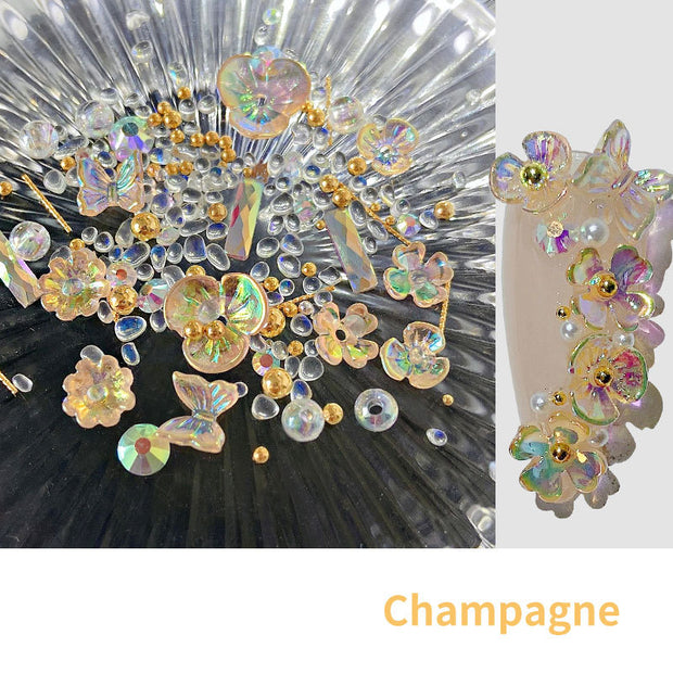 3D Flower Butterfly Nail Decor - 15g Ice-Through Nail Art Sequins