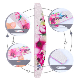 Nail Rubbing Strips for Manicures – 6-Piece Flower Design PS Nail Buffers