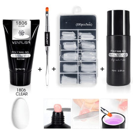 Professional Nail Gel Polish Kit - 100 Tips + Builder Gel Included