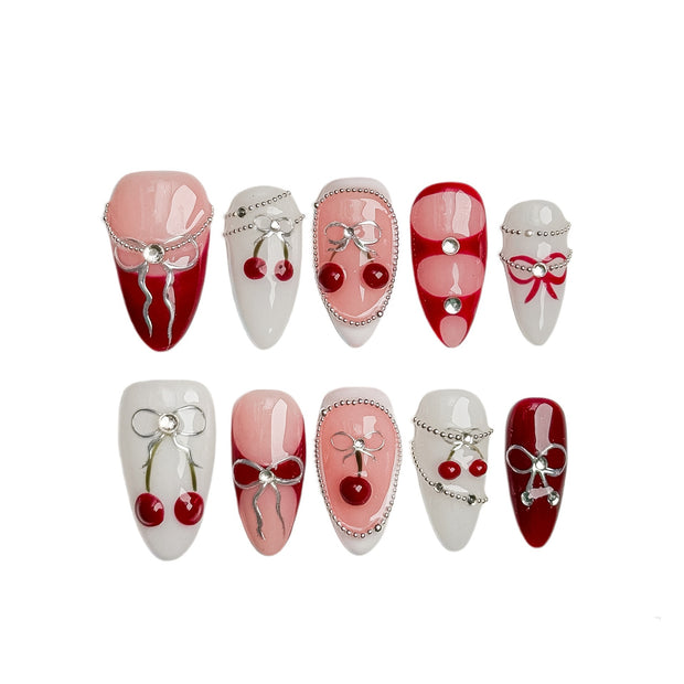 Almond Nails - Hand-Painted Carved False Nails