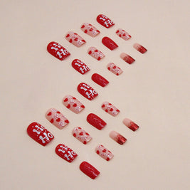 Christmas Red Glitter Press On Nails - 24pc Medium Square Set with Jelly Gel