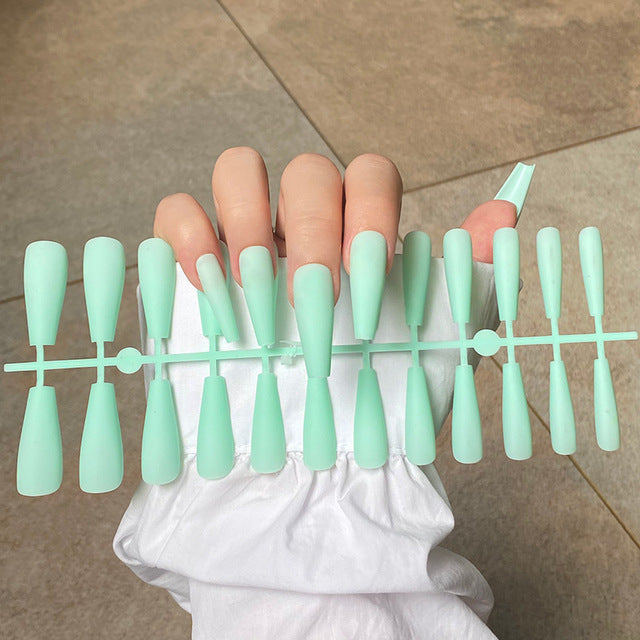 Matte Coffin False Nails - 24pcs Multi-Color Ballet Nail Set