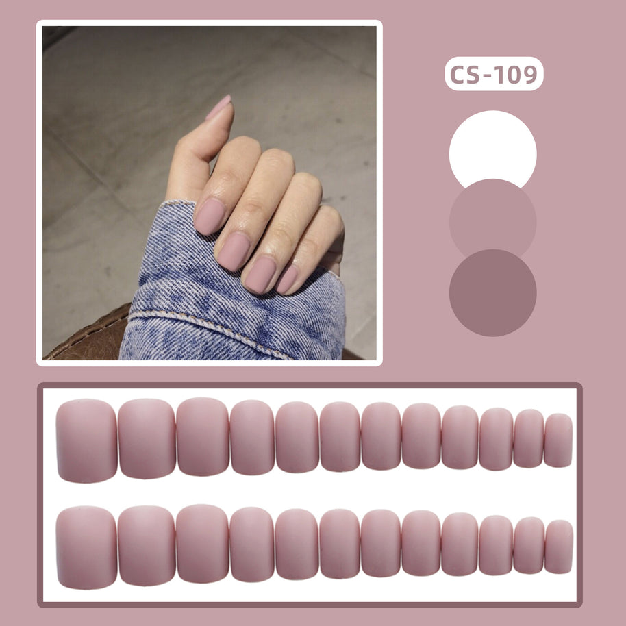 Frosted Grey Short Square Press On Nails