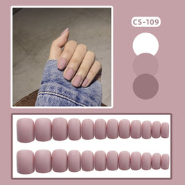 Frosted Grey Short Square Press On Nails