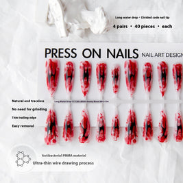 Long Water Drop Nail Tips - Glossy & Matte Finish Options