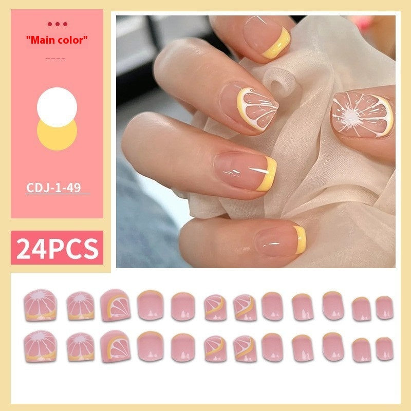 Candy Color Press On Nails - European & French Style Set