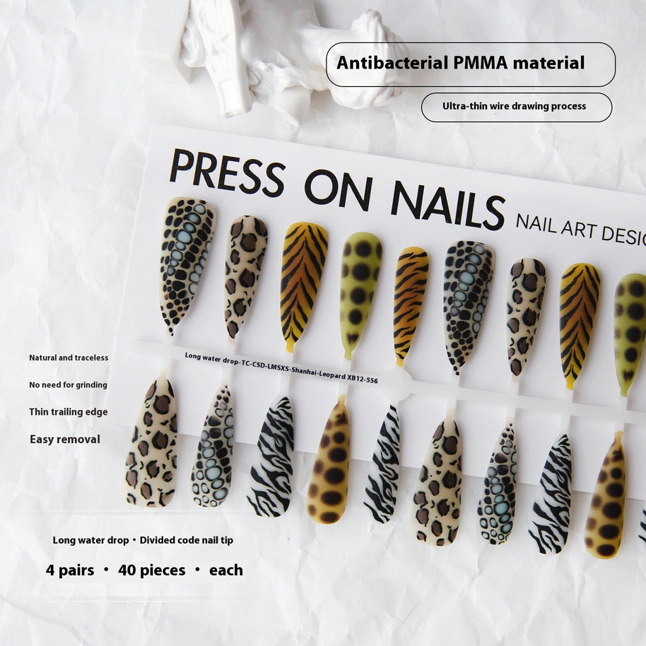 Leopard Print French Nails – European & American Wave Design