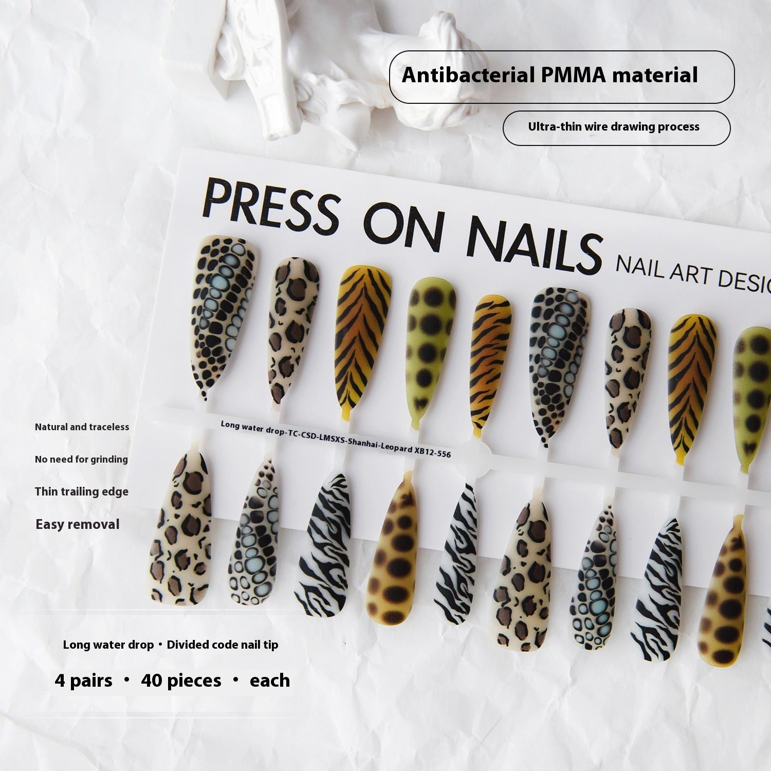 Leopard Print French Nails – European & American Wave Design