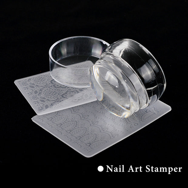 3-Color Nail Art Stamp – Large Round Seal for Precise Design Transfer