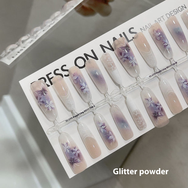 Chinese Style Almond Nails - Traditional Butterfly Nail Art Set