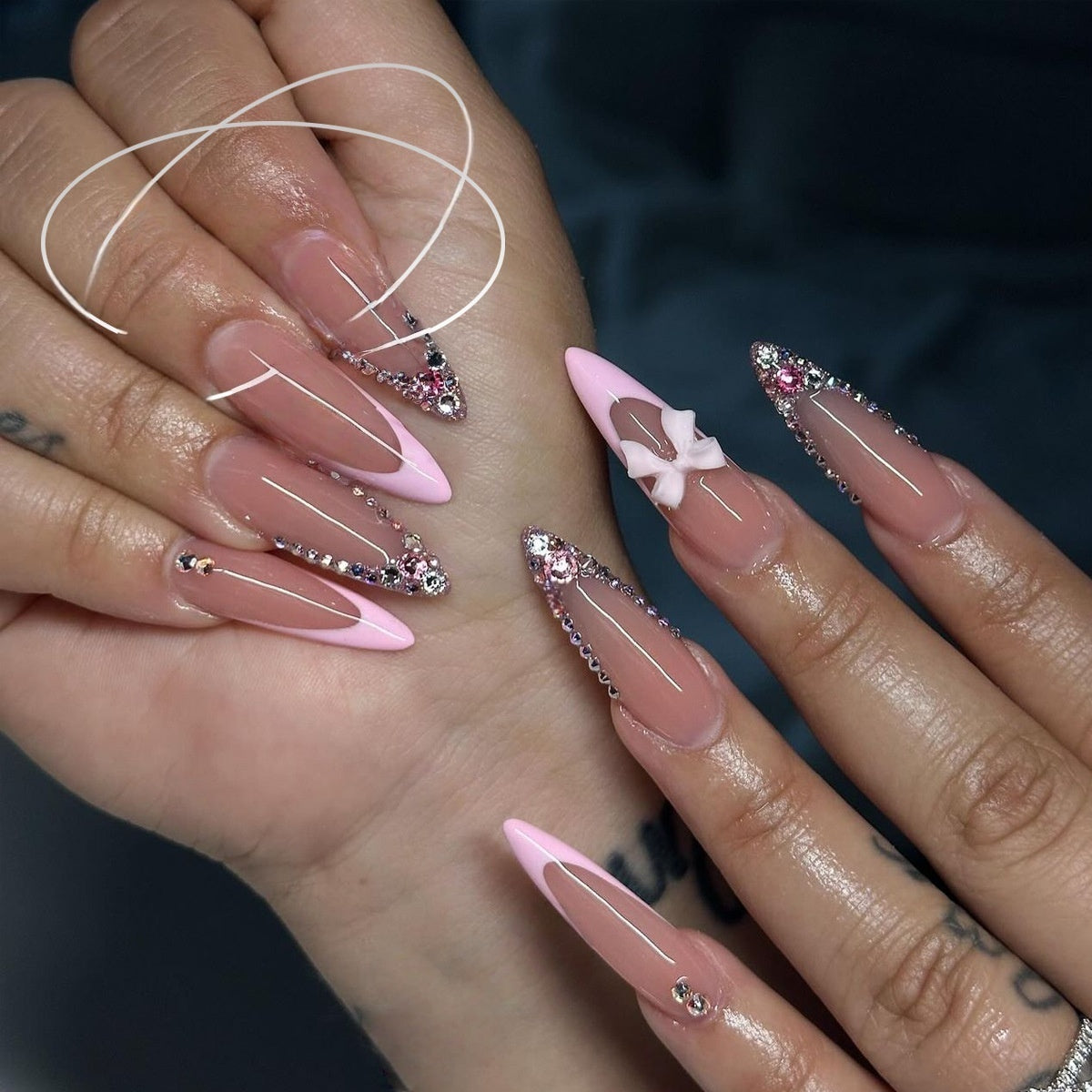 Starry Sky Short Square Nail Tips - European Square Press On Nails