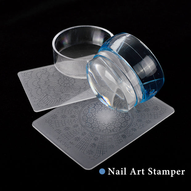 3-Color Nail Art Stamp – Large Round Seal for Precise Design Transfer