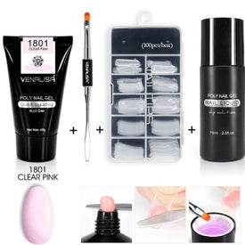 Professional Nail Gel Polish Kit - 100 Tips + Builder Gel Included