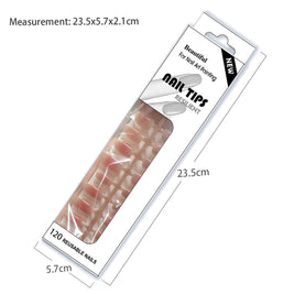 European Square Press On Nails - Frosted French Nude & Blush Tips