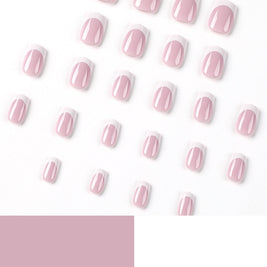 Classic White French Tip Nail Patches - Short Square Style