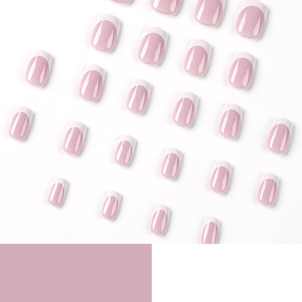 Classic White French Tip Nail Patches - Short Square Style