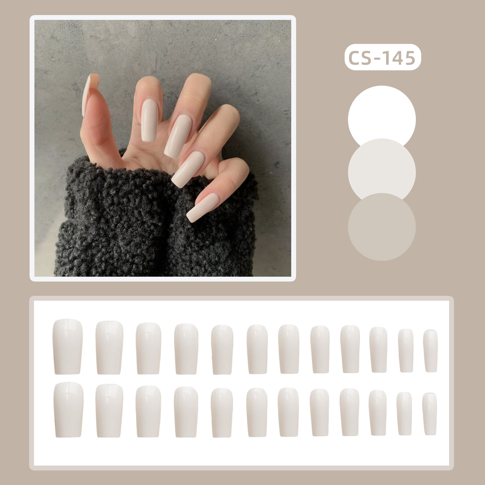 Ballerina False Nails - 24pc Beige Press On Nails Kit