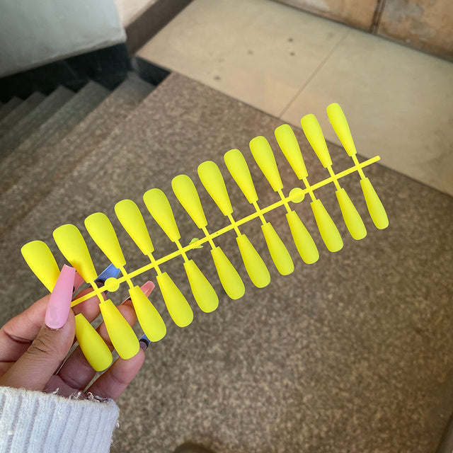 Matte Coffin False Nails - 24pcs Multi-Color Ballet Nail Set