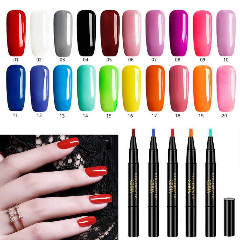 Multicolor Nail Art Pens - 5pc 3-in-1 Polish & Glue Set