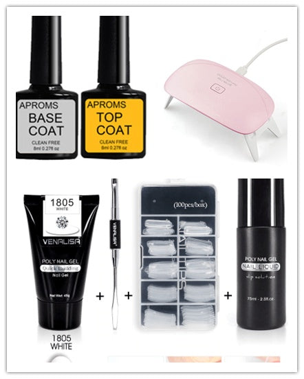 Professional Nail Gel Polish Kit - 100 Tips + Builder Gel Included