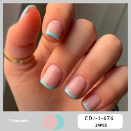 Candy Color Press On Nails - European & French Style Set