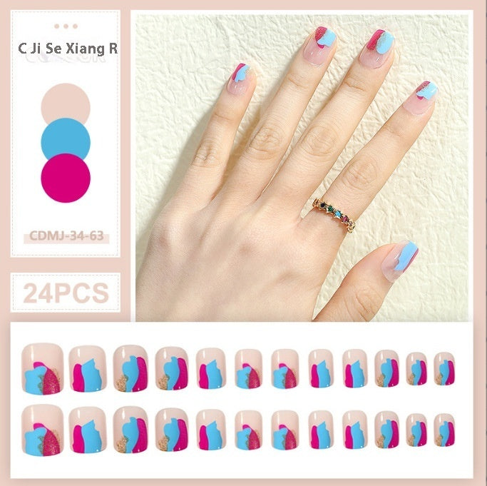 Candy Color Press On Nails - European & French Style Set