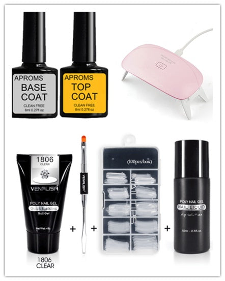Professional Nail Gel Polish Kit - 100 Tips + Builder Gel Included