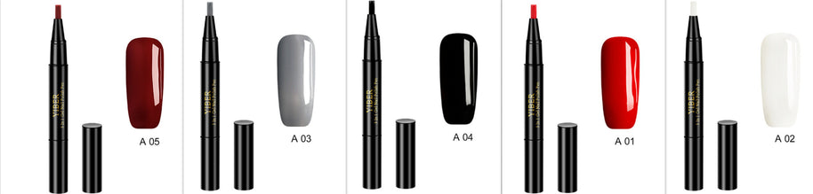 Multicolor Nail Art Pens - 5pc 3-in-1 Polish & Glue Set