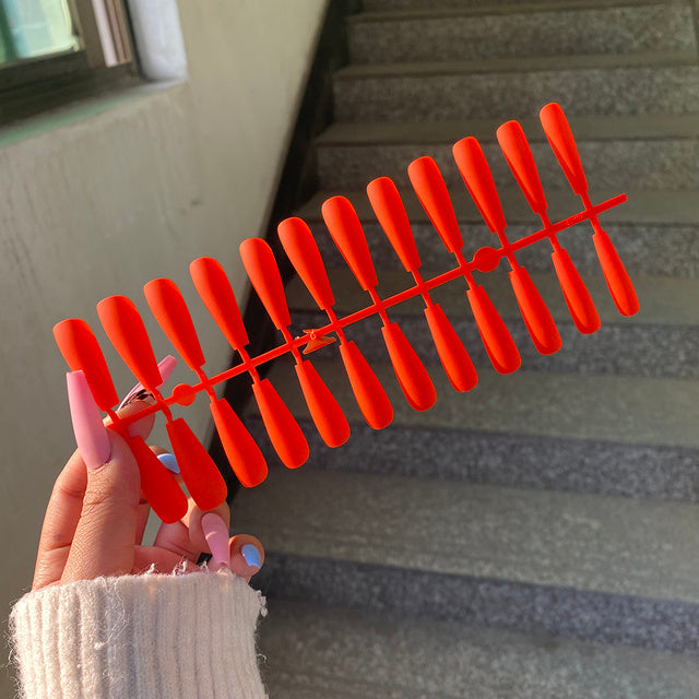 Matte Coffin False Nails - 24pcs Multi-Color Ballet Nail Set