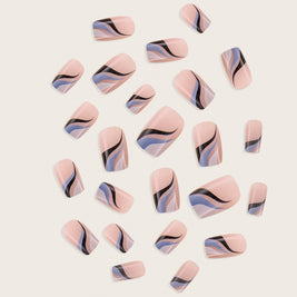 French Line Fake Nails - Wear Armor Water Ripple Effect