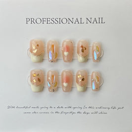 French Sequins Press On Nails - Love Design Detachable Set