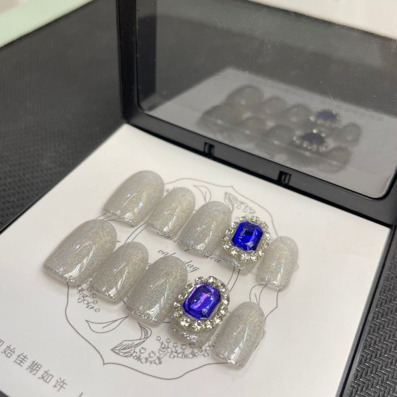 French Sequins Press On Nails - Love Design Detachable Set