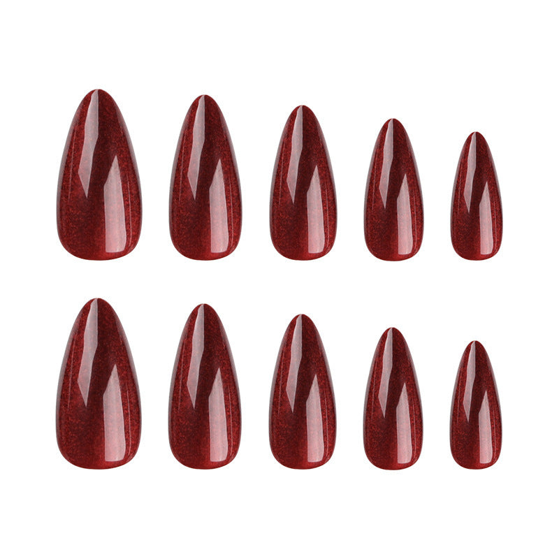 Red Cat's Eye Nail Patches - 24PC Solid Color Set with Glue