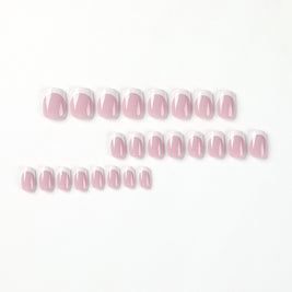 Classic White French Tip Nail Patches - Short Square Style