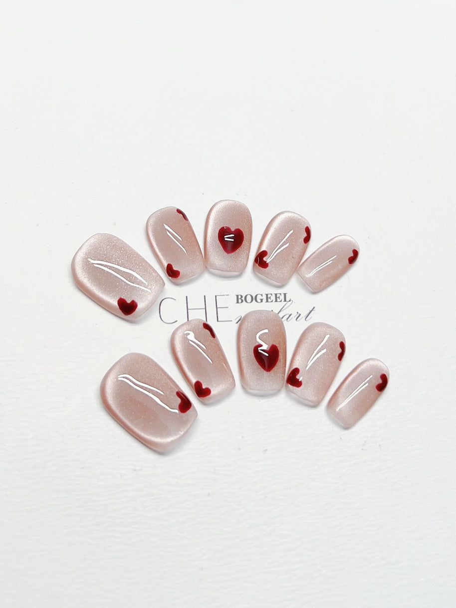 Cat Eye White Short Square Press On Nails