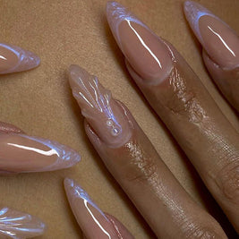 3D Shell Almond Nails - Nude European Style False Nails