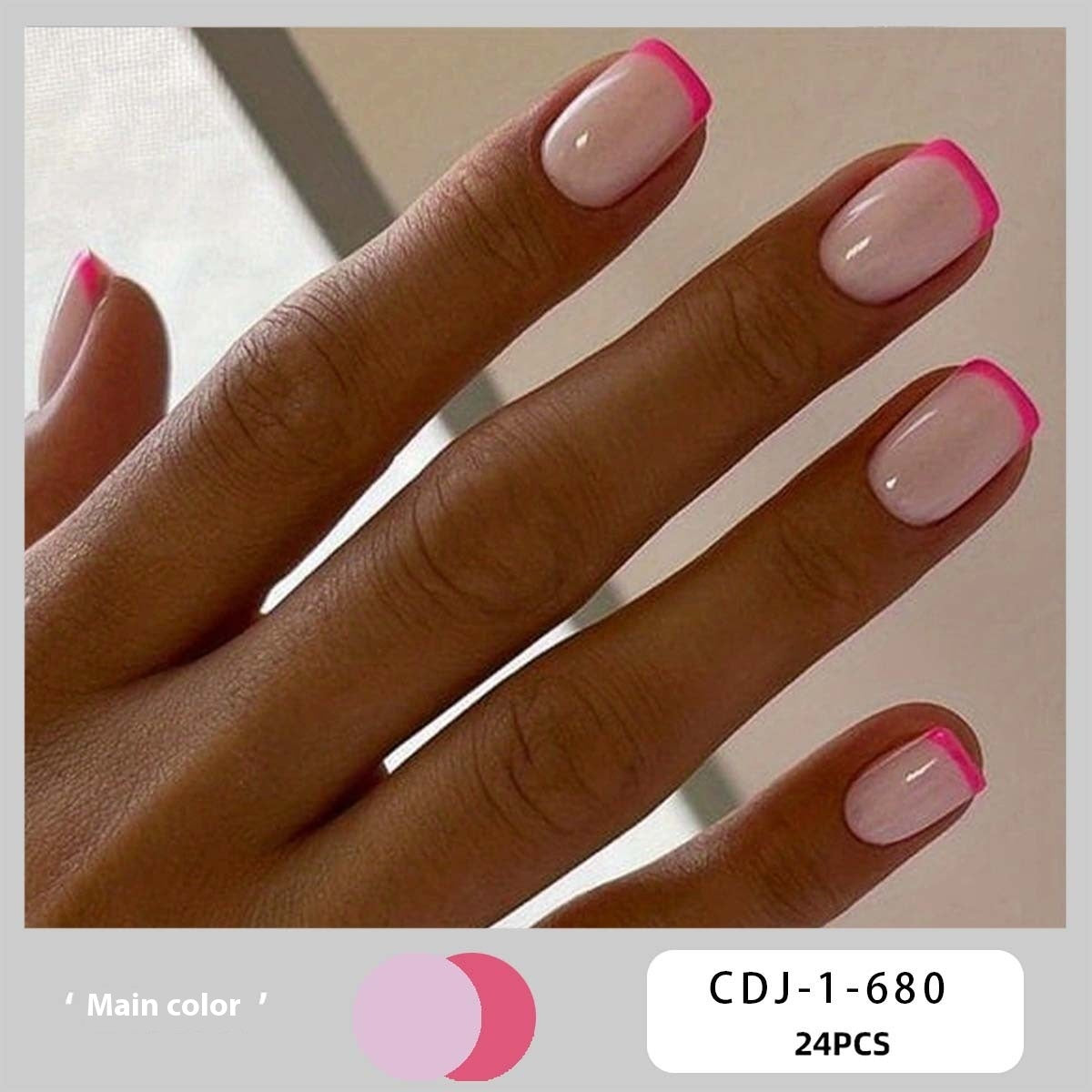 Candy Color Press On Nails - European & French Style Set