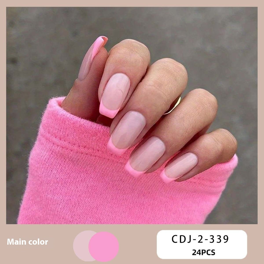Candy Color Press On Nails - European & French Style Set