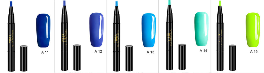 Multicolor Nail Art Pens - 5pc 3-in-1 Polish & Glue Set