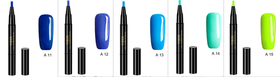 Multicolor Nail Art Pens - 5pc 3-in-1 Polish & Glue Set