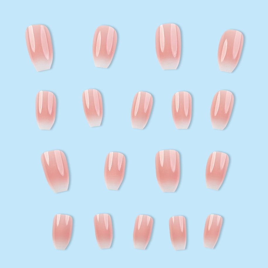 Pink & White Gradient Nails – Plaid Ballet Press-On Set