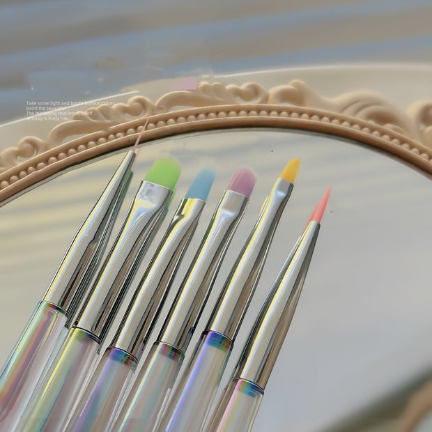 Dream Magic Color Nail Brush Set - 6-Piece Round Head Brush Tools (155mm)