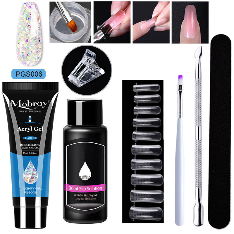 7-Piece Nail Extender Kit - UV/LED Crystal Resin Set