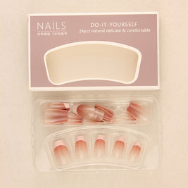 Blush Gradient French Nails - Starry Sky Short Tips