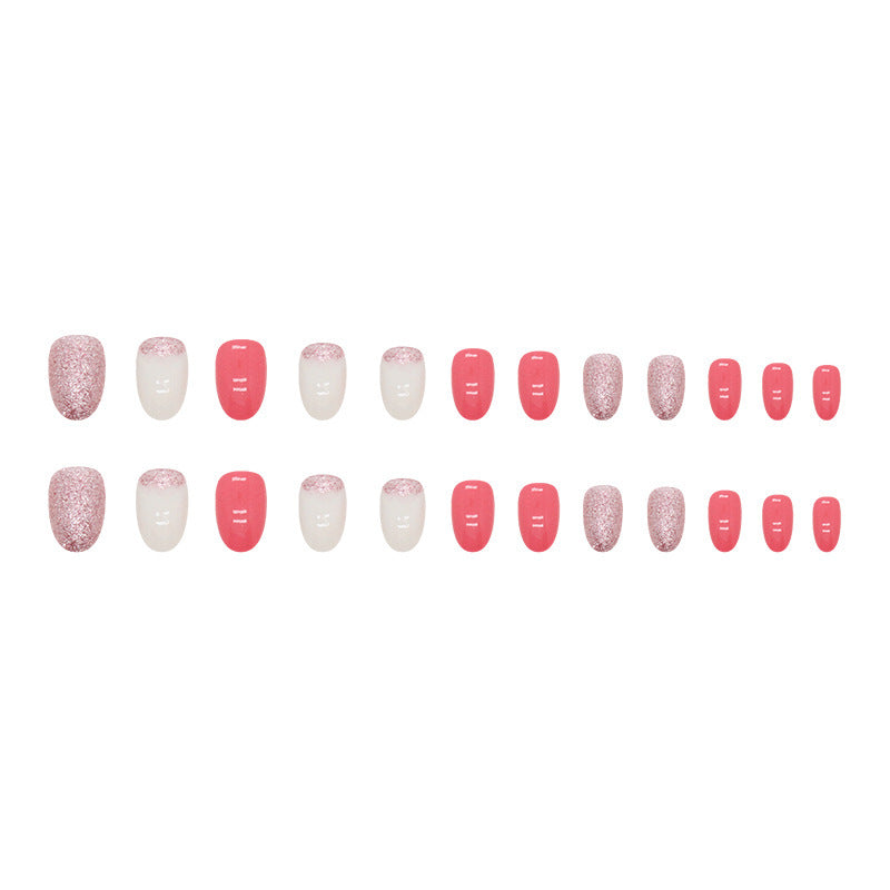 European Style Oval Nails - Rose Pink Flash Wear Set