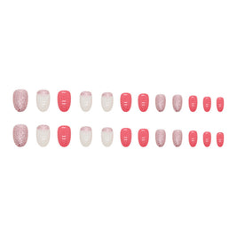 European Style Oval Nails - Rose Pink Flash Wear Set