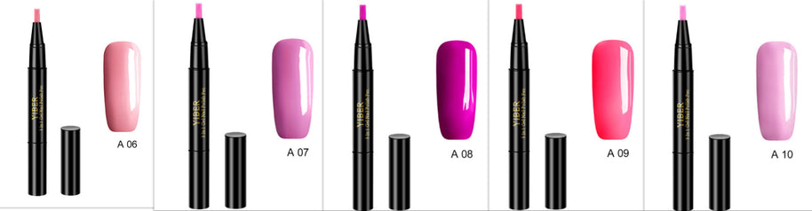 Multicolor Nail Art Pens - 5pc 3-in-1 Polish & Glue Set