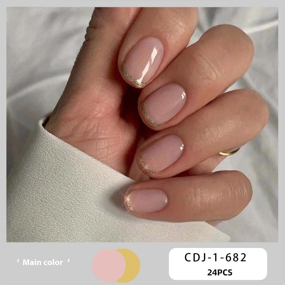 Candy Color Press On Nails - European & French Style Set